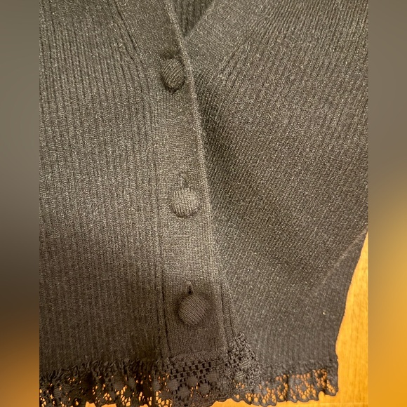 Black V-Neck Lace Trim Cardigan/Sweater for Love and Lemons - Picture 5 of 5